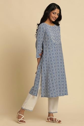 Image of W for Woman Women's Cotton Geometric Regular Kurta (24FEW10601-122996)