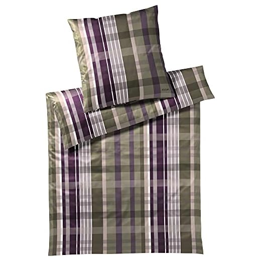 Joop! Mako-satin sängkläder uppsättning checkar färg murgröna storlek 200 x 200 2 x 80 x 80 cm rutig