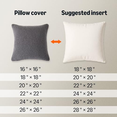 Image of Amazon Basics Boucle Throw Pillow Covers for Couch, Living Room, Home Decor with Hidden Zipper, Grey, 16x16in, Pack of 2