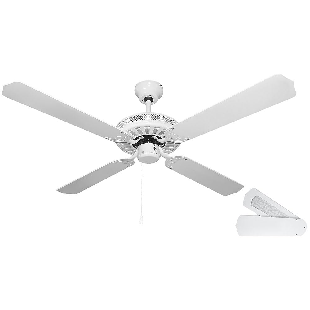 Orbegozo CF 07132 B - Ventilador de techo sin luz, 60 W de potencia, 4 aspas reversibles, diámetro de 132 cm, 3 velocidades de ventilación y color blanco