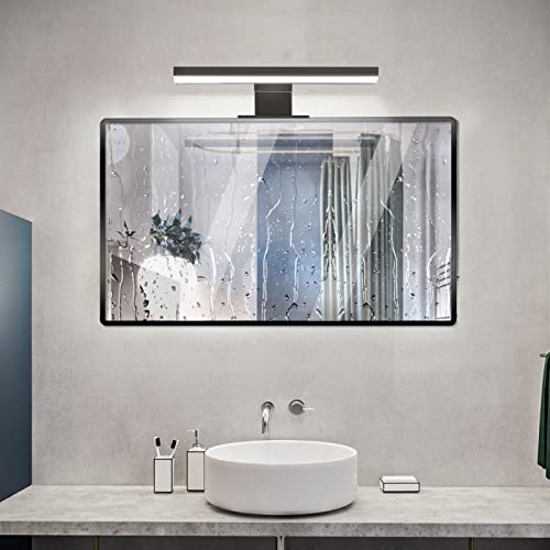 ERWEY 2 in 1 LED Badleuchte IP44 Spiegelleuchte Kaltweiß Schminklicht Badezimmer 230V Schrankleuchte Spiegelschrank Aufbauleuchte Bad Klemmleuchte (Schwarz 30cm 6000K 5W)