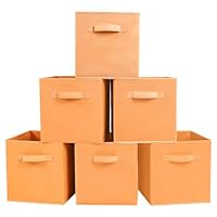 powerking Storage Box, 6 Pack Foldable Storage Cubes Storage Box Made of Fabric in Cube Shape, Orange, (PKUS-809-L6)