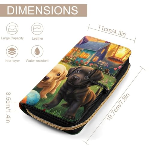 Puppies Dog Play TIme Womens PU Leather Wallet Long Purse Clutch Organizer for Office Travel2