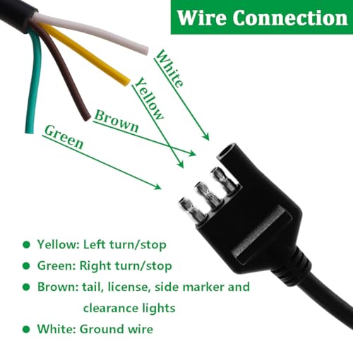 Image of 5 ft /1.5m 4-Way Trailer Wiring Harness,18AWG 4-Pin Flat Trailer Wire Extension Connector