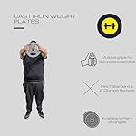 HulkFit 1 inch or 2 inch Cast Iron Weight Plate Set with Multi-Grip Handles and Enamel Coated for Barbells & Strength Training - Grey - Image 3