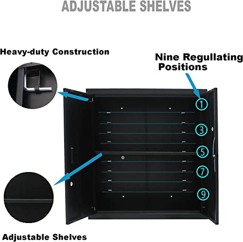 Metal Storage Cabinet, Locking Storage Cabinet With Doors And Shelves, Adjustable Layers Shelves 2 Doors For Home, Office, Warehouse, Garage, Industrial, Employee Lockers (Black) #TOP5