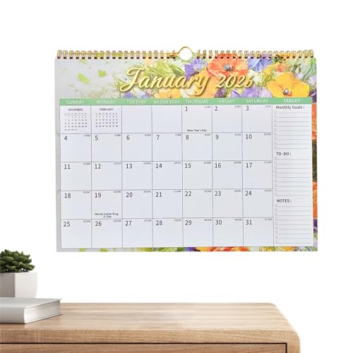 Calendario De Pared 2026 2027   Planificador De Flores De 18 Meses, Encuadernación Con Alambre Doble | Organizador De Escritorio Mensual, Horario Escolar En El Aula, Planificación Del Trabajo A Domici