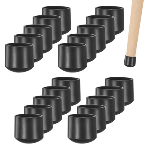 Image of M METERXITY 20-Pack Chair Leg Caps, 5 /8 Inch(16mm) PVC Chair Leg Floor Protectors for Folding Chairs /Metal Chairs /Furniture Table /Hardwood Floors, Round Non-Slip Cover End Tips [Black]