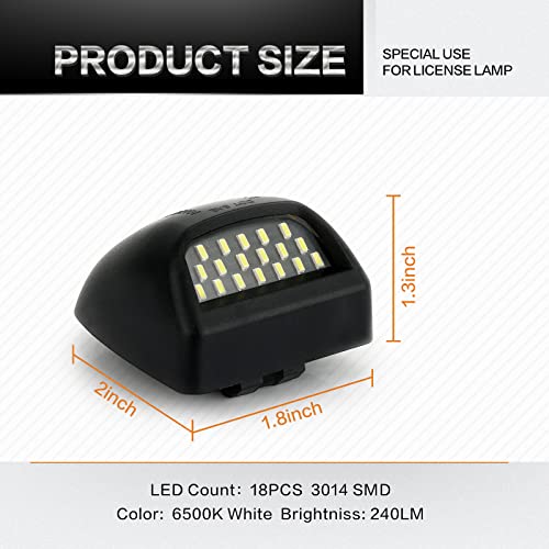Miytsya 2 Pcs Full Led License Plate Light Tag Lamp Assembly, 6500K White, Compatible With Cadillac Escalade Chevy Silverado 1500 2500 3500 Suburban Tahoe Gmc Sierra 1500 2500 3500 Yukon Xl (Black) #TOP1