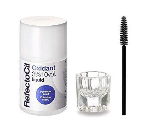 RefectoCil Liquid Oxidant 3% 10 VOL 3.38 oz + Mixing Dish & Mascara Brush