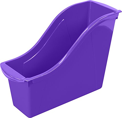 Image of Storex Small Book Bin - Interlocking Plastic Organizer for Home, Office and Classroom, Purple, 6-Pack (71110U06C)