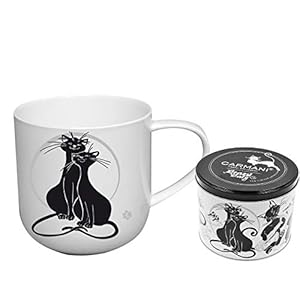 CARMANI – gekke katten – witte porseleinen beker met zwarte kat 500 ml