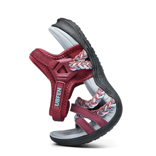 Image of UBFEN Womens Hiking Sandal Sport Sandal Straps with Adjustable Hooks Arch Support Water Sandal Beach Vacation Casual Camping Size 8 Bordeaux
