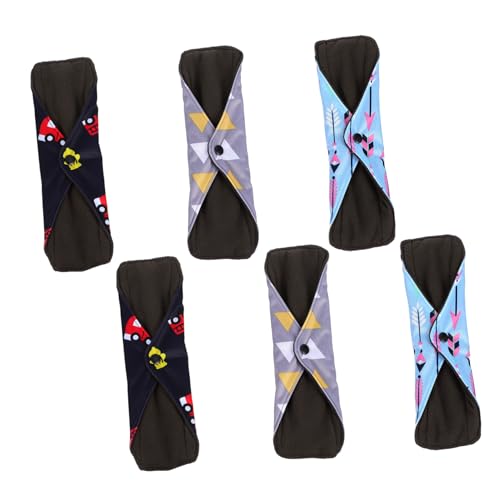 ZUNOXAZ 6 piezas Compresas Menstruales de Reutilizables con Snaps Unidades Absorbentes y Lavables para Mujer Cómodas y Ecológicas para Flujo Ligero y Postparto Color Color Aleatorio