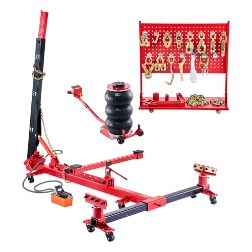 VEVOR Auto Body Frame Puller Straightener 6T Tension Car Body Repair Equipment with 3T Airbag Jack & 6000PSI Hydraulic Foot Pump Include 16 Straightening Tools for Auto Repair Shop Sedan SUV Pickup