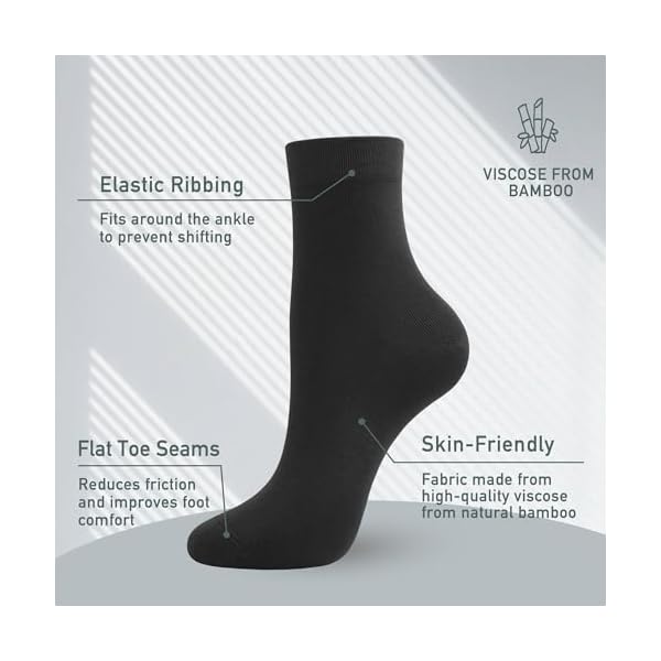 SERISIMPLE Frauen Knöchel Socken Bambus Crew dünne Knöchel Höhe Boot leichte Farbe Anti Geruch weiche atmungsaktive Socke 5 Paare – Bild 3