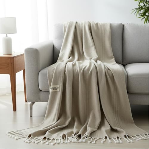 Jeté de lit beige grand format pour protéger et sublimer votre canapé - 6