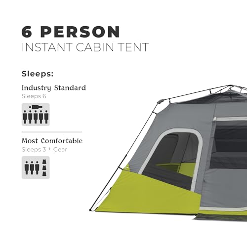 Image of CORE Instant Cabin Tents | Family Cabin Multi Room Pop Up Tents Car Camping | Included Storage Pockets for Camping Accessories