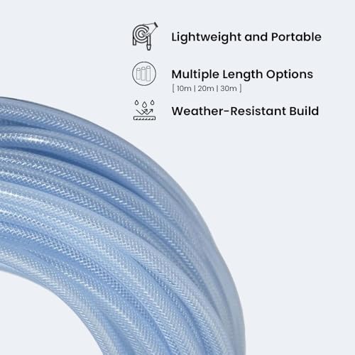 Image of IFFCO URBAN GARDENS - Hose Pipe 30 Meter + 8 Mode Watering Spray Gun & Connectors Combo - 3-Layered Braided, UV Protective Garden Hose with Durable, Rust Resistance Nozzle & Connector Set