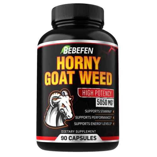 Horny Goat Weed Capsules - 5050mg Formula Pills with Black Pepper Extract - 90 Capsules Horny Goat Weed Pills for Supports Energy & Performance - 3 Month Supply