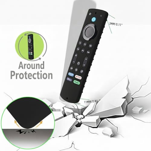 Image of Silicon Cover Compatible with new Fire TV Cube Remote, Amazon Basic smart LED TV Remote, Onida Fire TV Remote (Only Silicone Cover Included) - Black