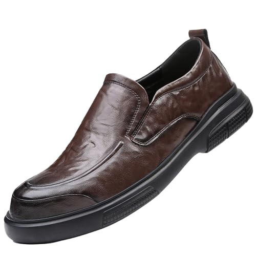 Men's Leather Round Toe Slip-On Loafers Comfort Breathable Oxford Shoes Casual Business Formal Shoes