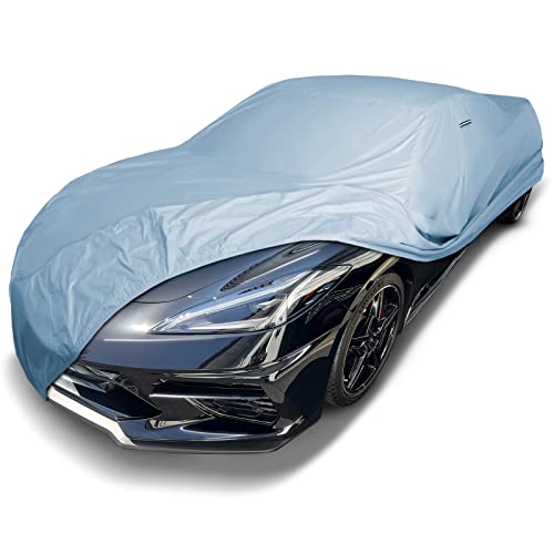 Image of iCarCover Premium Car Cover for 2020-2026 Chevrolet Corvette C8, Stingray, E-Ray, Z06 with High Wing Spoiler Heavy Duty Waterproof All-Weather Automobiles Custom Protection Covers with Straps and Bag
