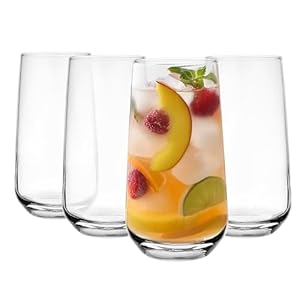 Glasmark KROSNO 1992 Set di bicchieri da long drink, 4 pezzi, 430 ml, bicchieri da acqua, bicchieri da cocktail, in vetro highball, lavabili in lavastoviglie.