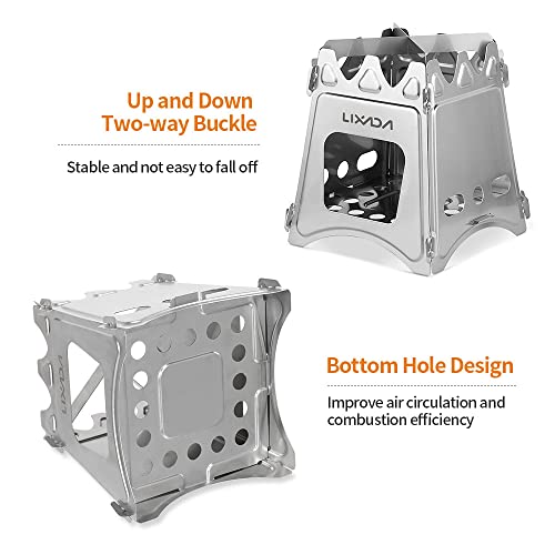 Lixada Camping Stove Wood Burning Stoves Portable Backpacking Stove Stainless Steel Alcohol Stove For Outdoor Camping Hiking Backpacking Picnic Bbq #TOP6