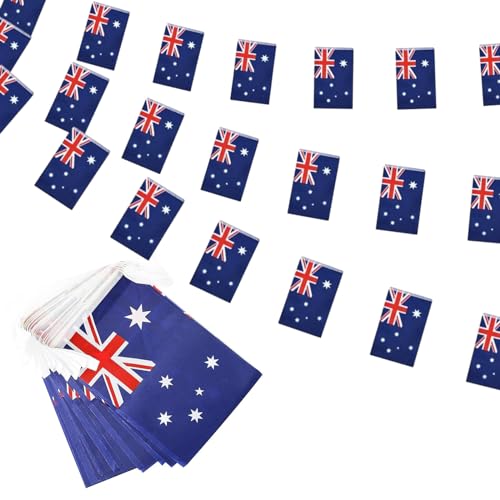Image of Australia Flags Australian String Flag Banners for Patriotic Events Independence Day Sports Bars Inside Outside Decorations 33 Feet 30 Flags