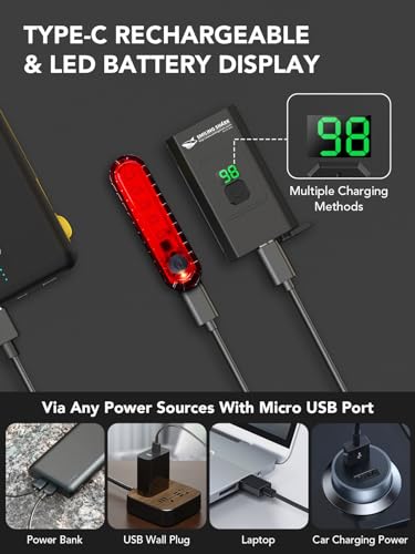 Smiling Shark Bicycle Lights, LED Bike Front Clip Light & Free Red Tail Light IPX6 Waterproof USB Rechargeable Powerful Safety Bike Headlight Accessories Set for Night Riding Cycling Adult & Kids - Image 6