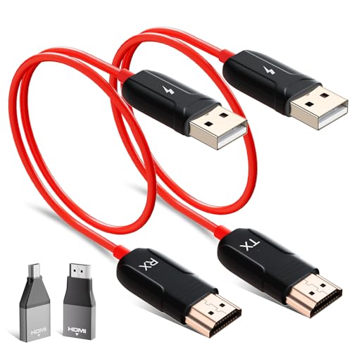 Trådlös HDMI, trådlös HDMI-sändare med sändare och mottagare för TV-streaming, mötesströmning, 1080p HD-MI Extender 2,4/5 GHz för bärbar dator, hemmabio (röd)