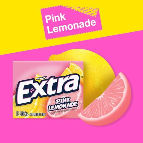 EXTRA Pink Lemonade Gum - Sugar Free Chewing Gum Bulk, 10 Packs per Inner, Total 150 Sticks