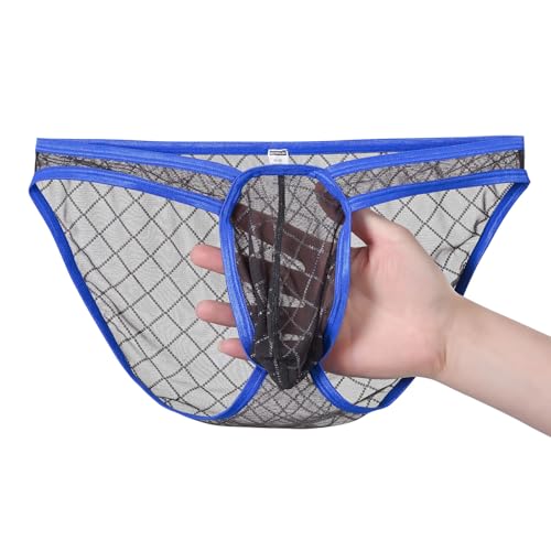Mens See Through Underwear Ice Silk Bulge Pouch Briefs Men's Lace Panties Sexy Bikini