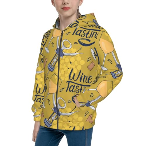 White Wine Seamless Kid Hoodies Boys Zip Up Sweatshirts Girls Pullover with Pocket