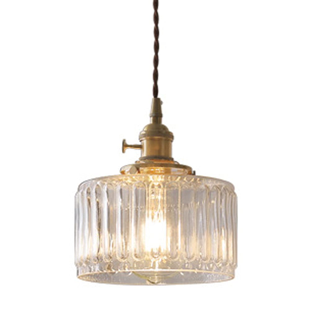 Luz, Luces LED Estilo japonés Retro colgante lámpara de iluminación soporte de lámpara de latón pantalla de vidrio cabeza Simple E27 Base colgante utilizado para pasillo de Noche b