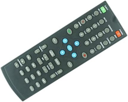 Angled front view of the remote control, highlighting the button arrangement.
