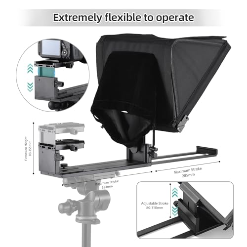Image of Andoer Portable Teleprompter 16-inch Universal Prompter Teleprompter for Smartphone Tablet DSLR Camera with Remote Control Carrying Case for Interview Stage Speech Live Streaming Online Video Vlog