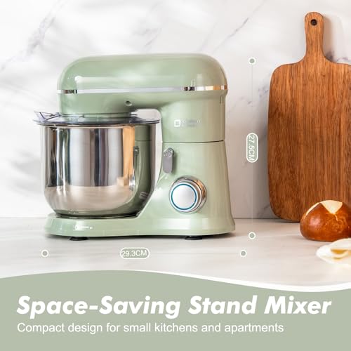 Image of Kitchen in the Box Stand Mixer, 3.5 QT Small Kitchen Electric Stand Mixers, 10-Speed Portable Lightweight Dough Mixer for Daily Use with Egg Whisk, Dough Hook, Beater (Light Green)