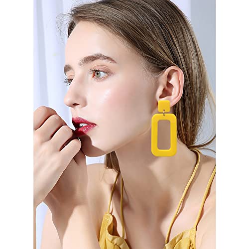 Retro Simple Acrylic Geometric Square Hollow Earrings for Women White Statement Drop Earring3