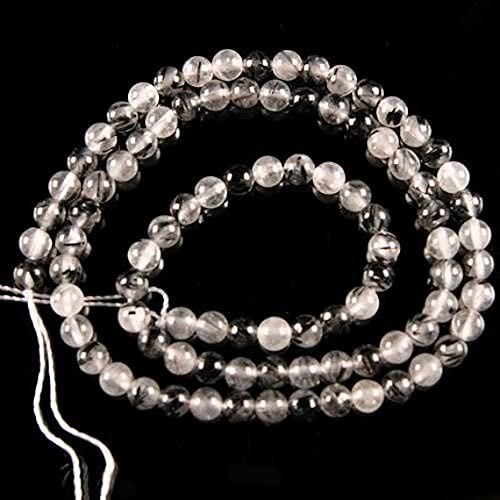 Perles rondes de quartz rutilé noir LKBEADS 0998 4mm pour la création de bijoux uniques