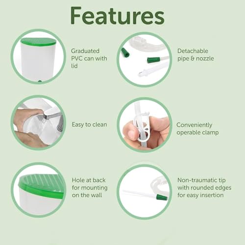 Image of 1.5L PVC Enema Kit - Reusable Bag with 5ft Hose, 5 Tips & Flow Control Valve - Home Colon Cleanse & Detox for Men & Women