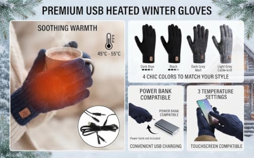 Heated Gloves for Men Women Removable USB Electric Hand Warmers Touchscreen - image 6
