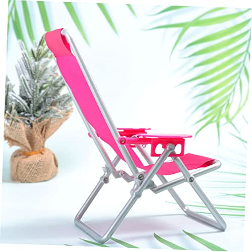 Homoyoyo 2Pcs Small Home Decor Folding Beach Chair Beach Lounge Chairs Miniature Beach Chair Outdoor Toys Childs Recliner Plastic Chair Suite Baby Red Household Accessories Seaside #TOP2