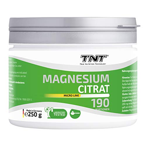 TNT  250g Reines Magnesiumcitrat Pulver Hochdosiert  Laborgeprüftes Magnesium  200 mg Magnesium pro Portion (Neutral)