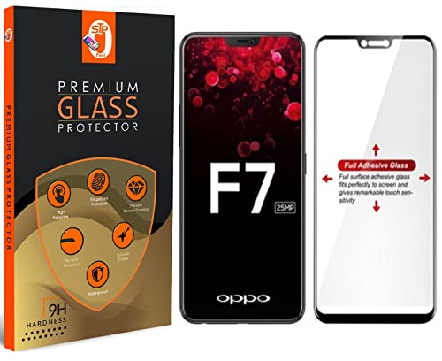 Image of Premium Tempered Glass Screen Protector Compatible For Oppo F7 Cellphone (Black,Pack Of 1) Edge-to-Edge Protector With Easy Installation Kit