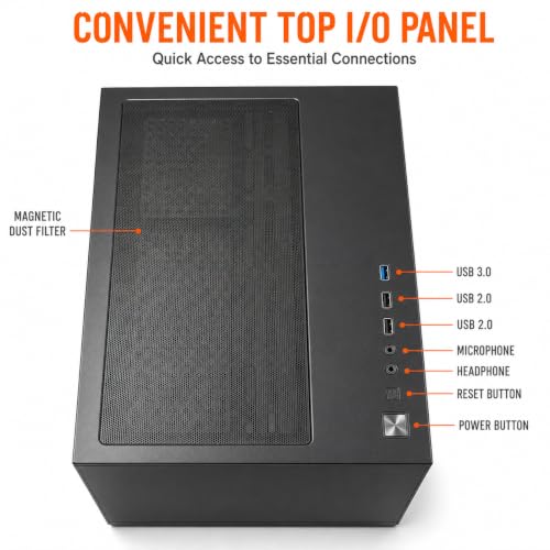 Evounic Micro-ATX Mini-Tower Gaming PC Case Includes 650W Power Supply | 8 Pre-Installed 120mm ARGB Fans, Umbra 10-Port 5V 3-Pin ARGB Controller Hub, Panoramic Dual Tempered Glass - image 9