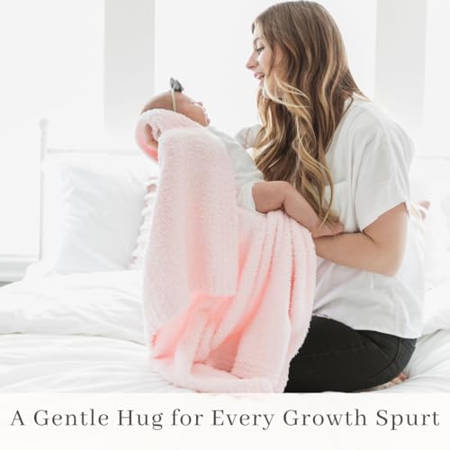 Image of SARANONI Bamboni Luxury Baby Blanket | Cozy & Soft Plush Receiving Blankets | Perfect for Girls & Infant Baby Boy Blankets | Light Pink - 30 inch x 40 inch