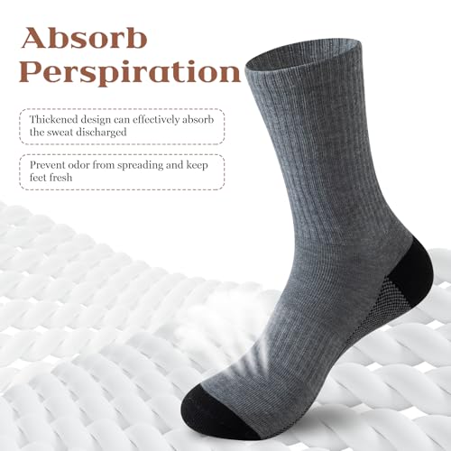 6 Pairs Men's Boot Work Socks, Terry Cushioned Crew Socks, Reinforced and Moisture Wicking for Outdoor Activities3