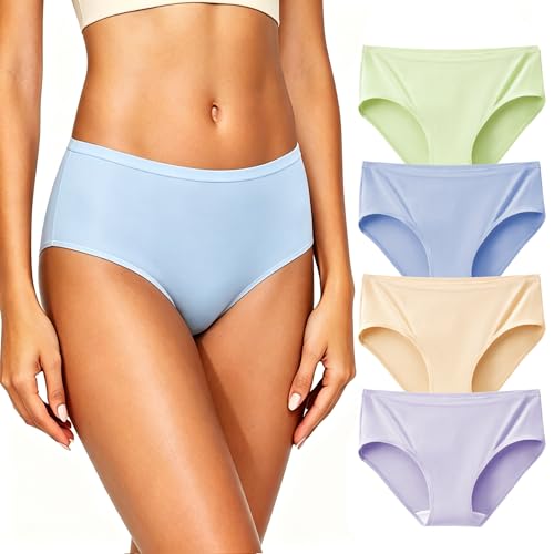 Battewa Cotton Anti Odor Underwear for Women OEKO-TEX Certified Breathable Ladies Hipster Panties Comfy Moisture Wicking Briefs 4 Packs (Multi-colors, 2X-Large)